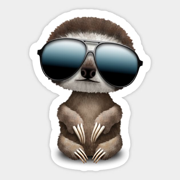 Cool Baby Sloth Wearing Sunglasses Sticker by jeffbartels